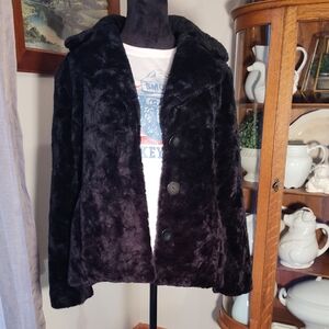 Braetan Dark Teddy Jacket with Buttons